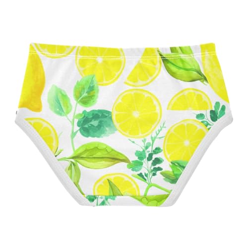 Yellow Watercolor Lemons Girl Panties Cute Girls Underwear Toddlers Cotton Animal Briefs Girls Undies 2t2