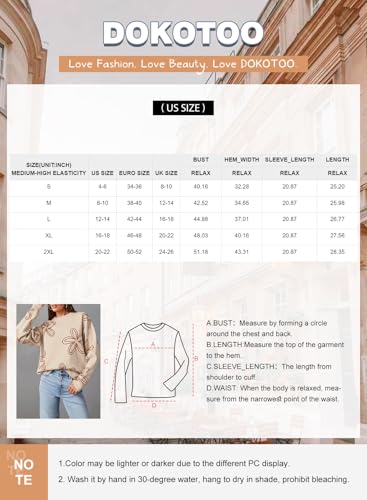 Dokotoo Sweaters For Women Stylish Relaxed Round Neck Floral Printed Long Sleeve Pullover Sweaters Cute Comfy Lightweight Solid Dropped Shoulder Knitted Sweater Tops Outerwear Rose Red L thumb #5