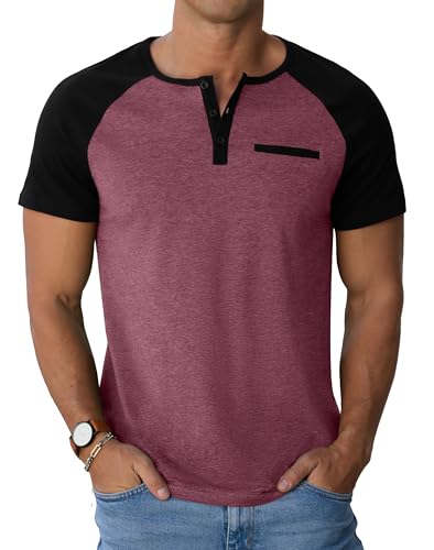 Image of Sailwind Men's Cotton Henley Short Sleeve Casual T-Shirts with Pocket