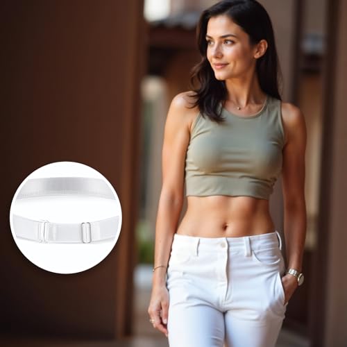 2PCS Adjustable Elastic Belts for Women, Shirt Tuck Band Women Tucky Belt Crop Tuck Band Perfect for Cropping Shirts, Sweaters, and More (Black & White)2