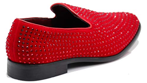 Image of SPK26 Men's Vintage Velvet Rhinestone Designer Dress Loafers Slip On Shoes Classic Tuxedo Dress Shoes