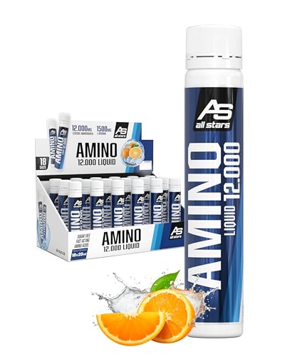 All Stars Amino Liquid 18 x 25 ml Orange I Aminosäuren flüssig & hochdosiert I Drink mit BCAA + Glutamin + L-Arginin I Sirup zum Mischen mit Wasser I flüssiges Supplement zuckerfrei