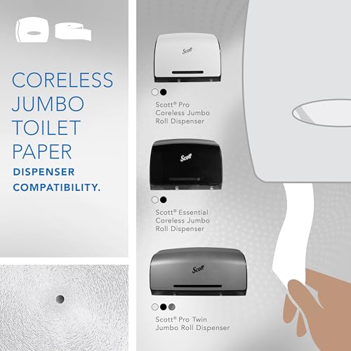 Scott Professional Coreless Jumbo Roll Toilet Paper, Bulk, 12 Rolls (07005) | High-Capacity, 2300'/Roll, Septic Safe, Standard Tier, Compatible with Coreless Jumbo Roll Toilet Paper Dispensers - image 8