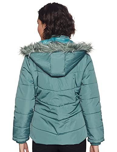 Image of Qube By Fort Collins Women's Regular Fit Nylon Bomber Jacket with Detachable Hood - Stylish & Comfortable Winter Wear