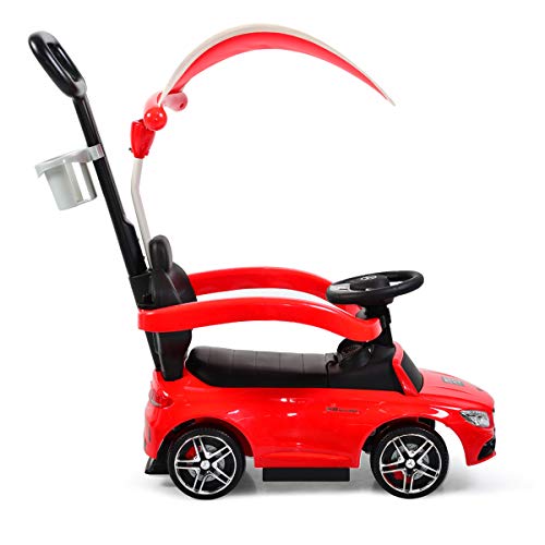 Moni Rutschauto rot Mercedes C63 Coupe 639-P, Schiebestange, Sonnenschutz, Musik – Bild 5