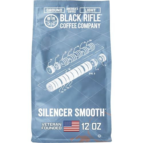 Black Rifle Coffee Company Silencer Smooth, 12oz Bag, Ground Coffee Light Roast - Roasted Blend Made from Arabica Beans - Colombian & Brazilian Beans - Veteran Founded & American Made