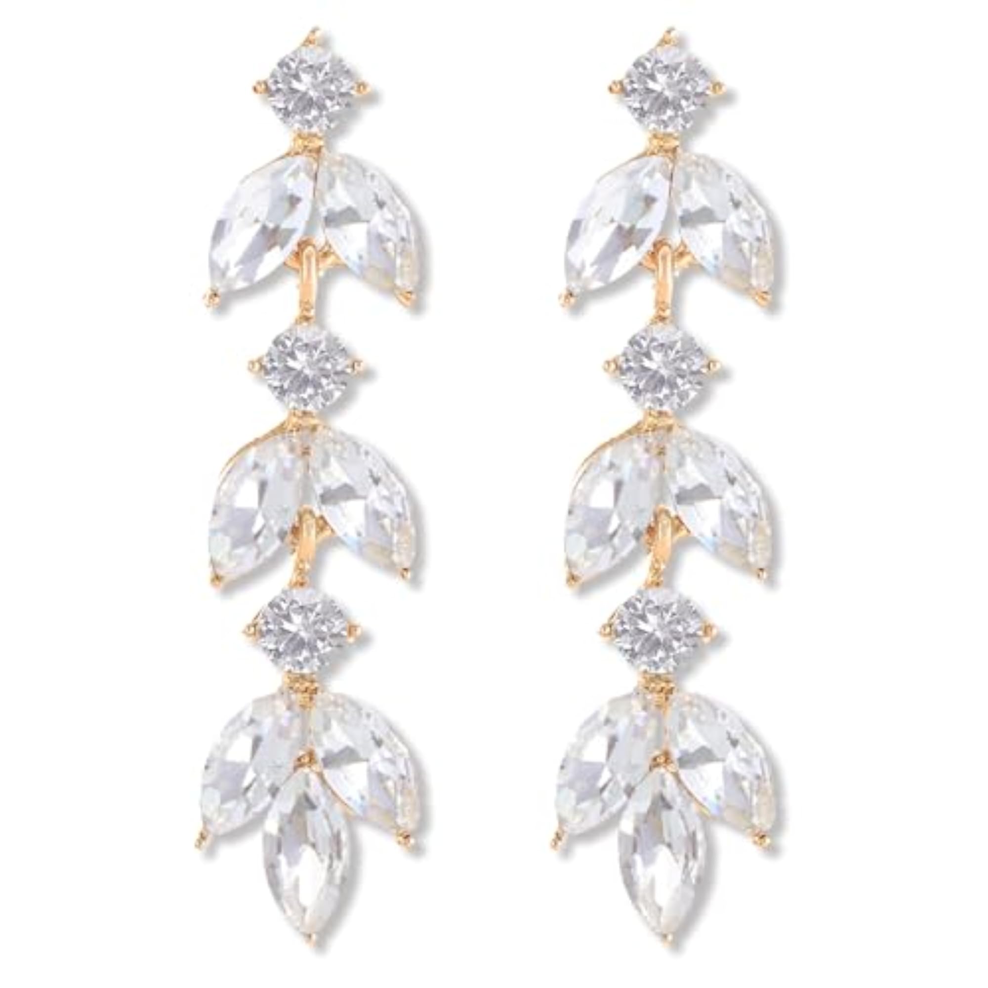 Women's Elegant Crystal Dangle Wedding Earrings, Rhinestone Drop