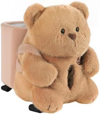 2 in 1 Car Tissue Holder & Trash Bin - Cute Cartoon Plush Doll Design, Armrest Organizer for Auto, Convenient Paper Dispenser & Garbage Container for Vehicles