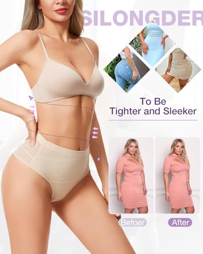Tummy Control Thong Shapewear for Women Low Rise Thong Panties Seamless Body Shaper Girdle Underwear4