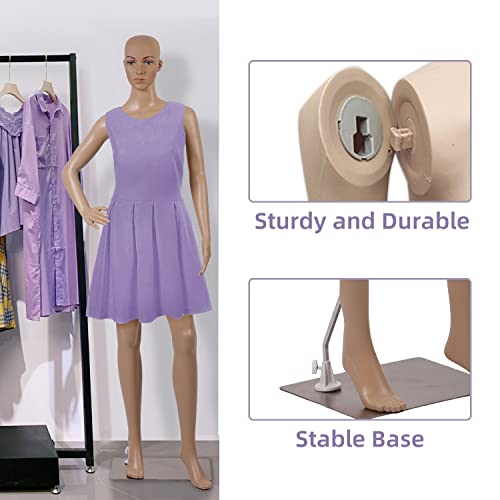 Mannequin Torso Manikin Dress Form 69 Inches Female Full Body Model Stand with Metal Base for Display Women Realistic Head Turns Plastic Adjustable Detachable Poseable Mannequin (Style 2)