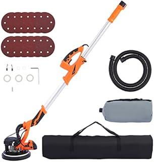 ZELCAN 12A 850W Drywall Sander Swivel Head Adjustable Speed Telescopic Dry Wall Sander with Integrated Vacuum System, 5-Speed LED High Visibility Wall Grinding Machine and 12 Sanding Disks