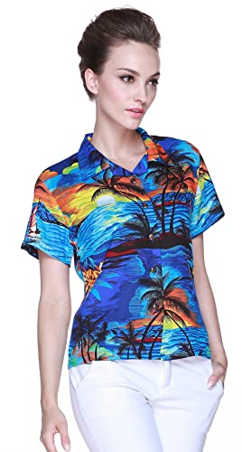 Image of Hawaii Hangover Family Matching Hawaiian Clothes, Sunset Blue | Family matching Hawaiian outfits, Sunset Blue, lightweight rayon, machine washable, tropical print, luaus, cruises