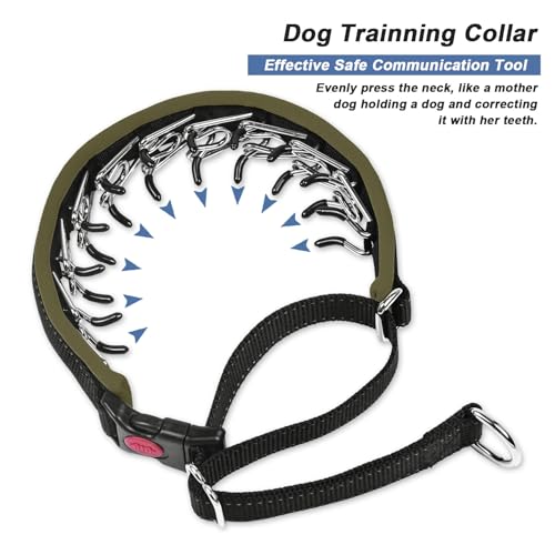 Image of Martingale No Pull Dog Collar, Heavy Duty Nylon With Buckle, Adjustable Anti Pull Reflective Slip for Large Medium Small Dog Training Walking S Army Green