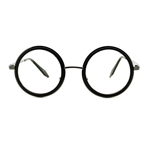 PASTL Double Rim Clear Lens Glasses Side Cover Round Circle Frame UV 4002