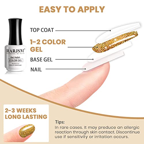 Esmalte en gel con brillo dorado RARJSM 15ml miniatura 5