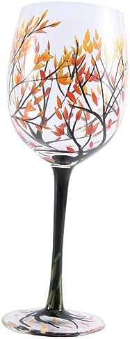 Cucioki 1 copa de vino HOT-Autumn Tree – Colores otoñales – Hojas de rojo, amarillo, naranja – Pintado a mano – Hoja de otoño duradera Cucioki 1 copa de vino HOT-Autumn Tree – Colores otoñales – Hojas de rojo, amarillo, naranja – Pintado a mano – Hoja de otoño duradera
