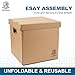 Jelmaica Vinyl Record Storage Box - Moving Box with Handles and Lids - Sturdy Cardboard Crate for Vinyl storage - Holds Up to 60 Records or LPs - Set of 4 Boxes (Kraft)