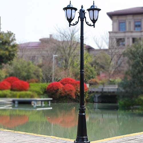 asdchZen Lampadaire D'Extérieur À 2 Têtes, Éclairage De Rue, Éclairage De Jardin, Éclairage De Cour Victorien, 2,9 M, E27