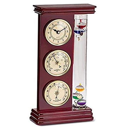 Galileo Weather Station with Clock, Barometer and Thermometer Storm Glass Desktop Gifts 12H x 6W