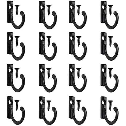 Wall Mounted Single Hook Robe Hooks Metal Coat Hooks and Screws for Hanging Key Jewelry Cup Cloth Bag Cap,40 Pieces (Black) Cover