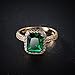 Ganquya Green Simulated Emerald Yellow Gold Plated Rings for Women,Fashion Cubic Zirconia CZ Engagement Promise Ring Size 6-10 (US Size 6)