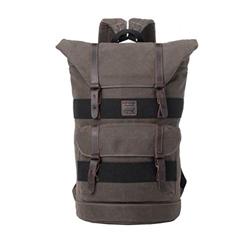 Troop London Canvas Lederen Fold Top Rugzak, Rugzak voor Mannen en Vrouwen, Laptop Rugzak voor Mannen en Vrouwen, Canvas Tas voor Reizen en Wandelen, A4 formaat - TRP0474 Olive
