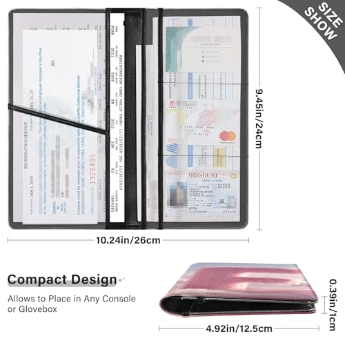 Car Registration and Insurance Holders F Clouds Print, PU Leather for License Documents Cards3