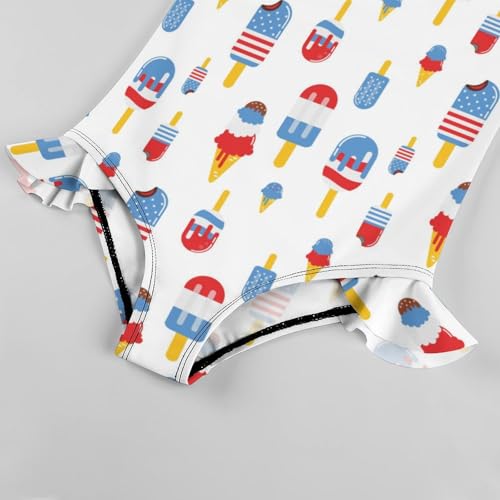 Image of Girls One Piece Swimsuit Lovely Cute Animals Ruffles Swimwear Bathing Suits 3-12 Years