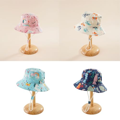 Bucket Hat,Cartoon Print Bucket Hat for Children Kids Outdoor Foldable Soft Fisherman Hat Wide Brims Spring Blue2