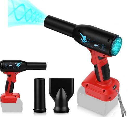 3 Gear Cordless Blower Fan for Milwaukee 18V Li-ion Battery, YUHDWRE 90000RPM Compressed Air Duster Super 400W for Milwaukee Leaf Blower 18V for BBQ Computer Car Keyboard(No Battery)