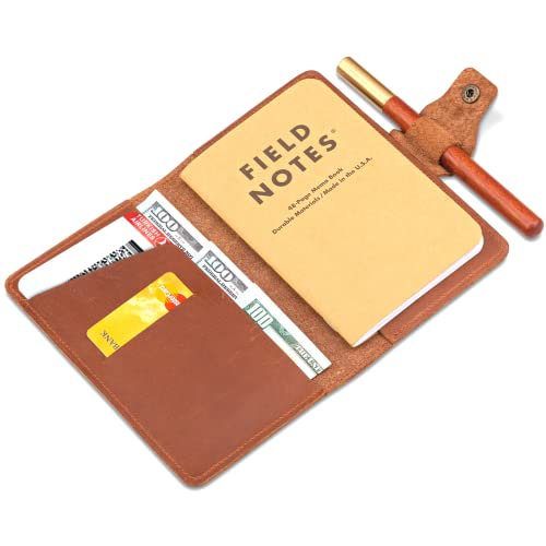 Field Notes Cover, Leather Journal Cover for Field Notes, Hand-Crafted Genuine Leather Wallet, INCLUDES 1 Free Notebook, Perfect Fit for 3.5” x 5.5” Notebooks, Handmade Premium Field Journal, Craftso Notebook Cover