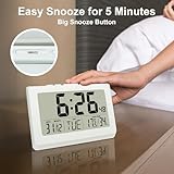 Lafocuse 10" LCD Large Display Digital Clock, Wall Mounted and Desktop, Battery Operated Electronic Clocks with Date, Day, Temperature, Snooze Function for Elderly, Living Room Bedroom Office, White - Image 5