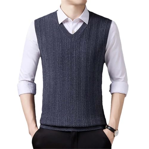 Men's V-Neck Cable Knit Vest Winter Casual Business Sleeveless Sweater Pullover Top
