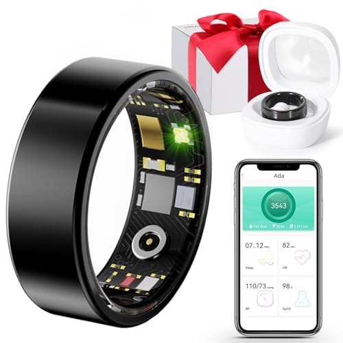 Smart Ring Fitness Tracker Ring for Men Women - Health Sleep Heart Rate Step Blood Oxygen Blood Pressure Tracker, IP68 , No App Subscription, Remote Photography, Utra Battery Life, Family Care (12#)
