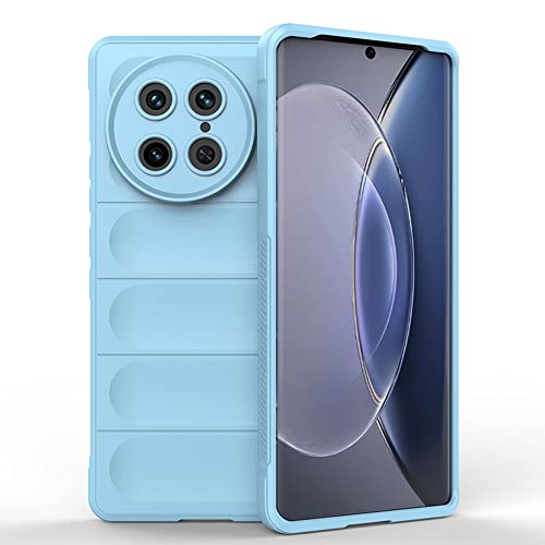 ESTH® Funda Silicona Líquida para Vivo X90 Pro con Protección Antigérmenes, Carcasa Antichoque de Grado Militar con Revestimiento de Microfibra Suave, Azul Claro