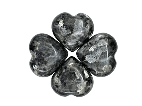 Image of Crystal Heaven Larvikite Crystal Heart Palm Pebbles Stones For Anxiety Stress Relief Massage-Aaa Grade Original Healing Gemstone Agate Heart Palm Stone For Yoga Meditation Spiritual