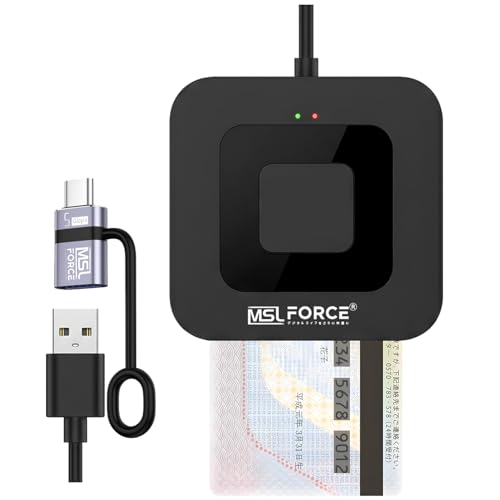 日本の中小企業 MSL FORCE ICカードリーダライタ マイナンバー対応 確定申告 設置不要 国税電子申告 Windows Mac OS対応 scr305-2 (ICカードのみ対応 USB-Cアダプタセット)