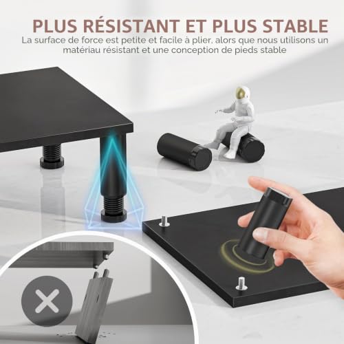Support de moniteur en bois double AX WABER pour un bureau de télétravail ordonné