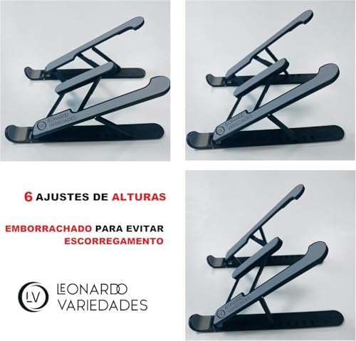 Suporte para Notebook Ajustável, Base Ergonômica Dobrável e Regulável, Universal para Notebooks, Tab