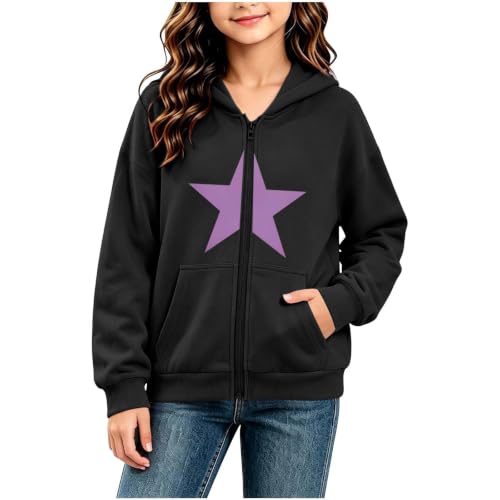 Girls Cute Graphic Fleece Zip Up Hoodie Lightweight Hooded Sweatshirt - image 1