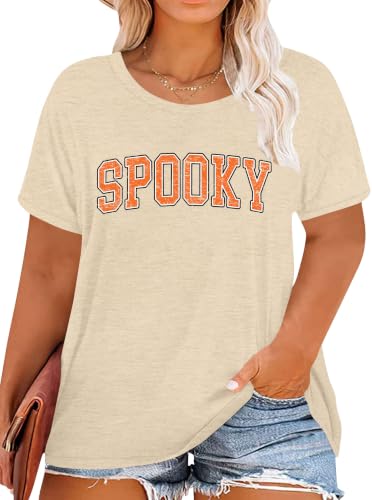 Plus Size Halloween Shirts for Women Cute Spooky Season T Shirt Fall Tops