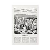 DUYIGCR Curitiba Black And White, Brazil, Brasil, South America Wall Decoration Poster Family Bar Restaurant Garage Cafe Art Sign Gift Unframe 20' L X 30' W