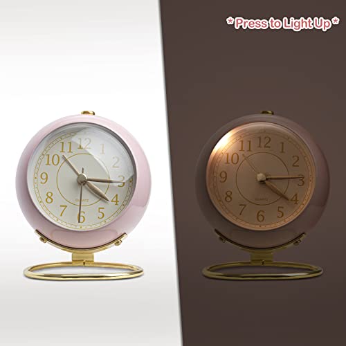 Aldervine Small Desk Clock, Retro Bedroom Table Vintage Analog Alarm Clock, Silent Non-Ticking Gold Clock, Bedside Decor Aesthetic #TOP1