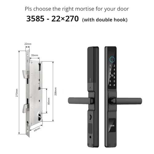 �X�}�[�g���b�N�A �h���X�}�[�g�h�A���b�N�w��A�v���p�X���[�h RFID �J�[�h�L�[���X�f�W�^���d�q���b�N�A���~/s �X���C�h(Black 3585hook-Long)