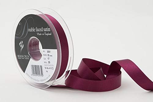 Berisfords Double FACE Poly Satin Ribbon, BlackBerry, 15 mm