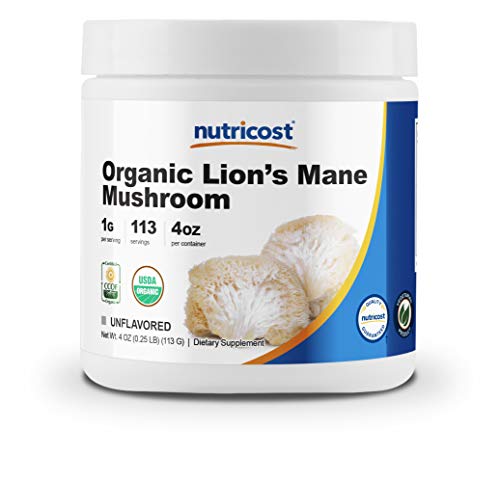 Nutricost Organic Lion's Mane Mushroom Powder 4oz - Certified USDA Organic