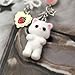 AGEN KGEN Cute Cat Keychain, Fuzzy Decor Gifts for Cat Lovers, Y2K Heart Bow Pendant, Kawaii Bag Charm for Women & Girls (2x Fish White Grey Cats)