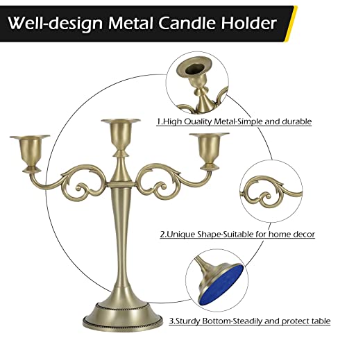 Dyna-Living Candelabra Candle Holders 3-Candle Metal Candelabra Bronze Candlestick Stand Wedding Party Anniversary Tall Candle Holder #TOP3