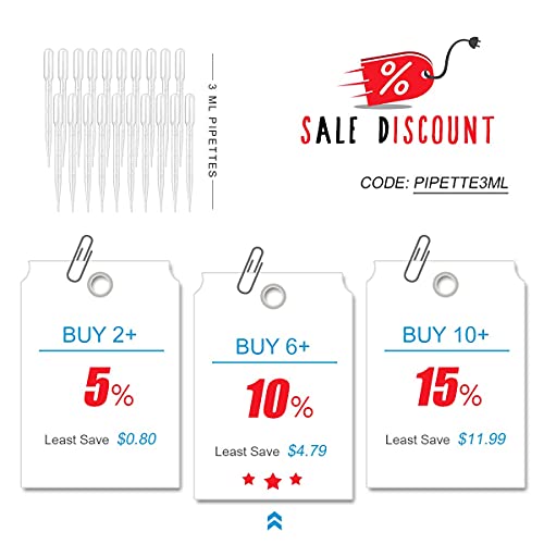 Moveland 200Pcs 3Ml Disposable Plastic Transfer Pipettes, Calibrated Dropper Suitable For Science Laboratory, Diy Art #TOP7