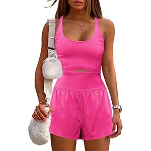 Hotexy Womens Workout Athletic Romper Padded Bras One Piece Exercise Jumpsuit Gym Clothes With Back Zipper Pocket - immagine 4